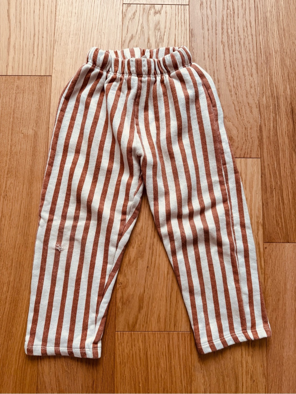 Zara Cream & Brown Striped Kids Sweatpants